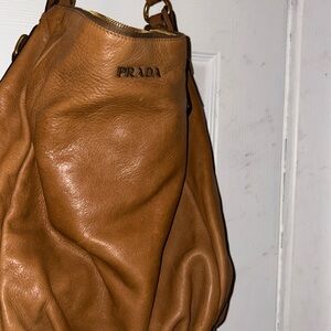 PRADA Cervo Deerskin Zipper Hobo Cammello Purse